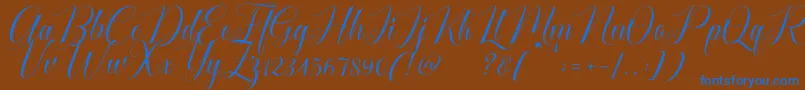 Cataline Script-Schriftart – Blaue Schriften auf braunem Hintergrund