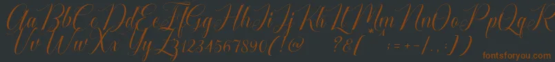 Cataline Script-fontti – ruskeat fontit mustalla taustalla