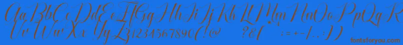 Cataline Script-Schriftart – Braune Schriften auf blauem Hintergrund