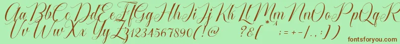 Fonte Cataline Script – fontes marrons em um fundo verde