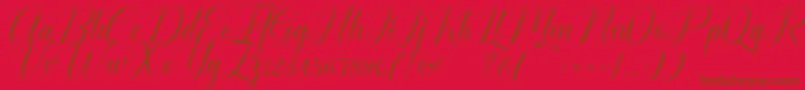 Cataline Script-Schriftart – Braune Schriften auf rotem Hintergrund