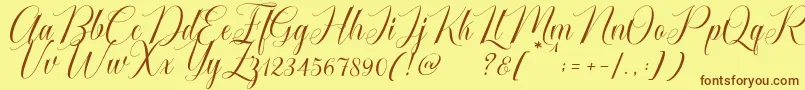 Cataline Script Font – Brown Fonts on Yellow Background