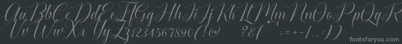 Cataline Script-Schriftart – Graue Schriften auf schwarzem Hintergrund