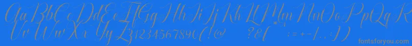 Fonte Cataline Script – fontes cinzas em um fundo azul