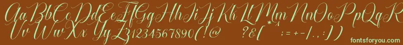 Cataline Script-Schriftart – Grüne Schriften auf braunem Hintergrund