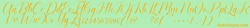 Fonte Cataline Script – fontes laranjas em um fundo verde