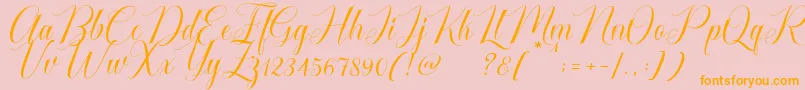 Cataline Script-fontti – oranssit fontit vaaleanpunaisella taustalla