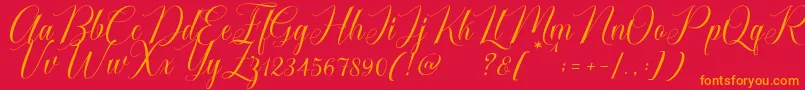 Cataline Script-Schriftart – Orangefarbene Schriften auf rotem Hintergrund