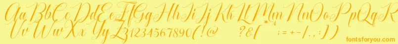 Fonte Cataline Script – fontes laranjas em um fundo amarelo