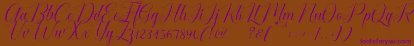 Cataline Script-Schriftart – Violette Schriften auf braunem Hintergrund