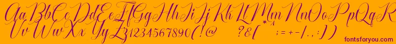 Police Cataline Script – polices violettes sur fond orange