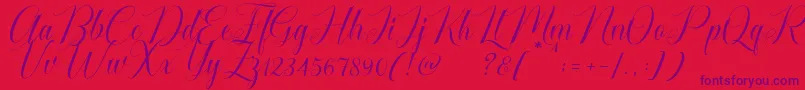 Fonte Cataline Script – fontes roxas em um fundo vermelho