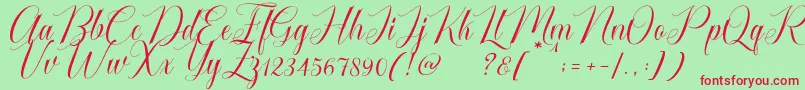 Cataline Script-Schriftart – Rote Schriften auf grünem Hintergrund