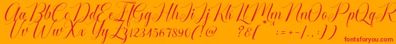 Cataline Script-fontti – punaiset fontit oranssilla taustalla