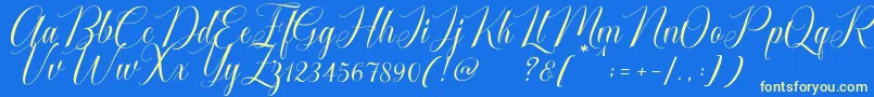 Fonte Cataline Script – fontes amarelas em um fundo azul