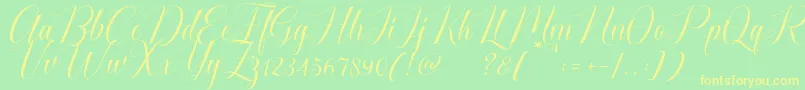 Fonte Cataline Script – fontes amarelas em um fundo verde