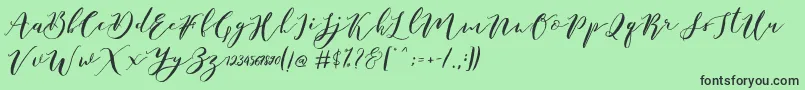 フォントCatandra Brush Script – 緑の背景に黒い文字