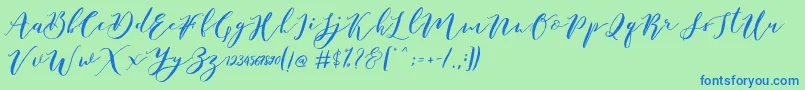 Шрифт Catandra Brush Script – синие шрифты на зелёном фоне