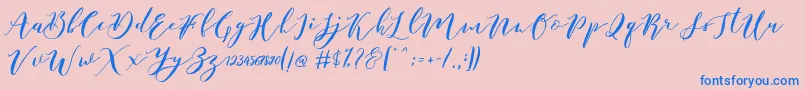 フォントCatandra Brush Script – ピンクの背景に青い文字