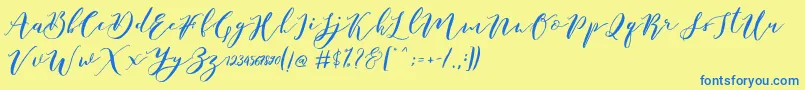 fuente Catandra Brush Script – Fuentes Azules Sobre Fondo Amarillo