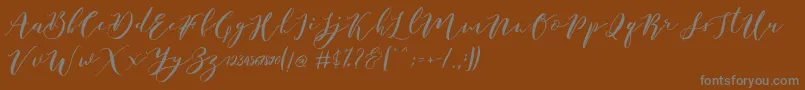 Catandra Brush Script-Schriftart – Graue Schriften auf braunem Hintergrund