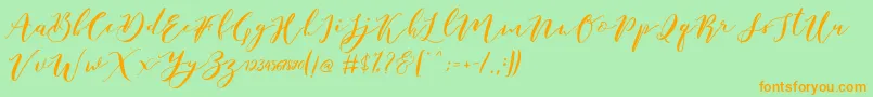 Шрифт Catandra Brush Script – оранжевые шрифты на зелёном фоне