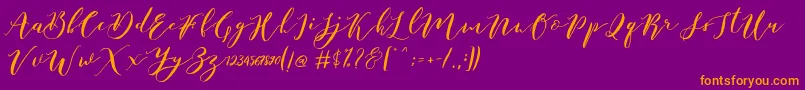 Шрифт Catandra Brush Script – оранжевые шрифты на фиолетовом фоне