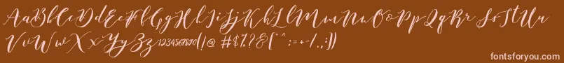 フォントCatandra Brush Script – 茶色の背景にピンクのフォント