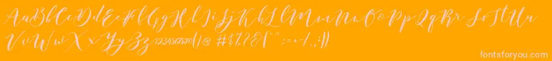 Catandra Brush Script-Schriftart – Rosa Schriften auf orangefarbenem Hintergrund