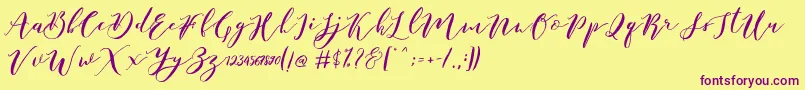 Шрифт Catandra Brush Script – фиолетовые шрифты на жёлтом фоне