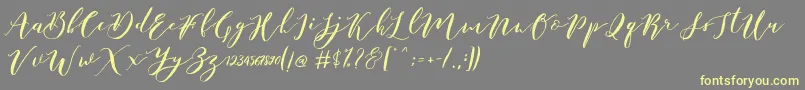 フォントCatandra Brush Script – 黄色のフォント、灰色の背景