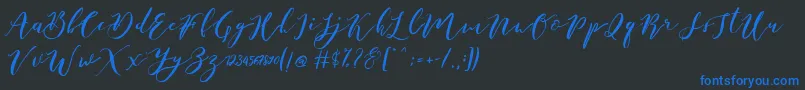 Catandra Brush Script-Schriftart – Blaue Schriften auf schwarzem Hintergrund