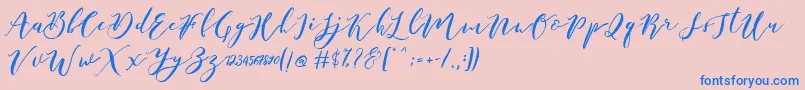 Catandra Brush Script-fontti – siniset fontit vaaleanpunaisella taustalla