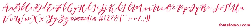 フォントCatandra Brush Script – 白い背景に赤い文字