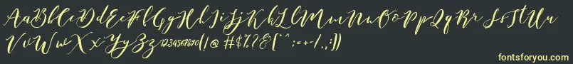 Catandra Brush Script-Schriftart – Gelbe Schriften auf schwarzem Hintergrund