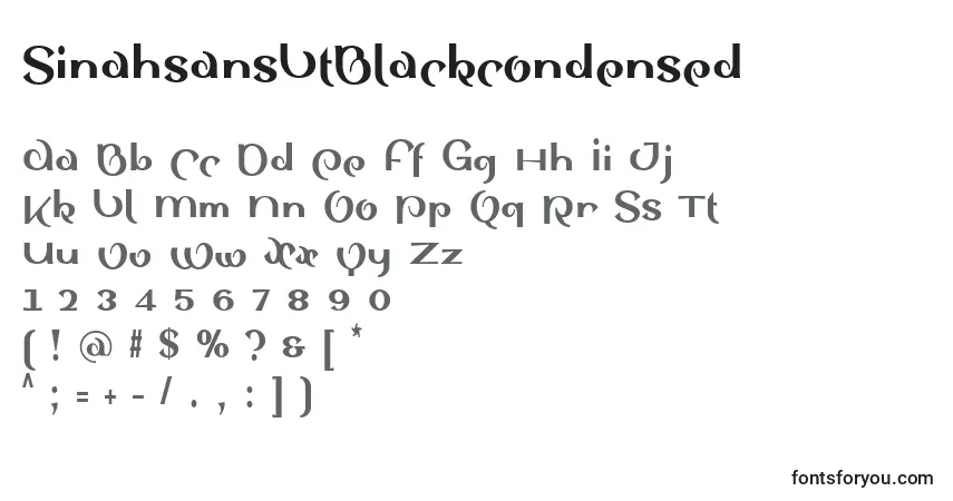 A fonte SinahsansLtBlackcondensed – alfabeto, números, caracteres especiais