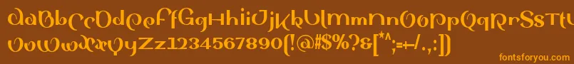 フォントSinahsansLtBlackcondensed – オレンジ色の文字が茶色の背景にあります。