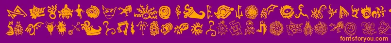 フォントCATHE    – 紫色の背景にオレンジのフォント