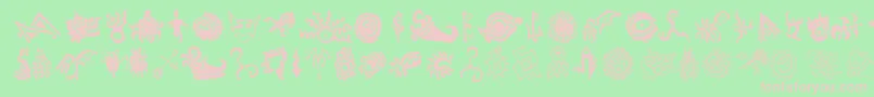 CATHE   -fontti – vaaleanpunaiset fontit vihreällä taustalla