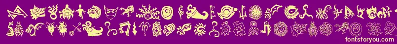 CATHE   -fontti – keltaiset fontit violetilla taustalla