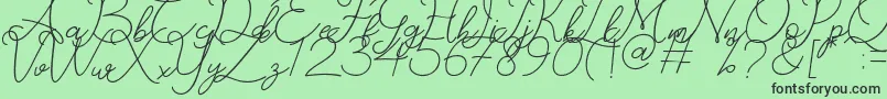 フォントCatherine – 緑の背景に黒い文字
