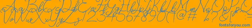 Catherine Font – Blue Fonts on Orange Background