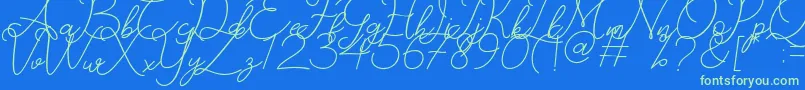 Catherine Font – Green Fonts on Blue Background