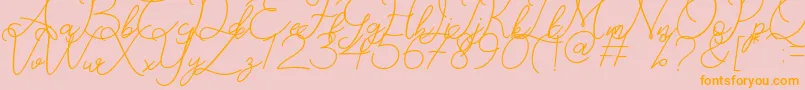 Catherine-Schriftart – Orangefarbene Schriften auf rosa Hintergrund