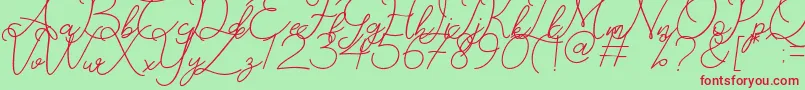 Catherine Font – Red Fonts on Green Background