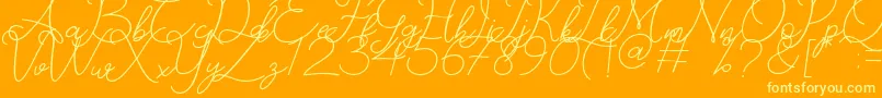 Catherine-Schriftart – Gelbe Schriften auf orangefarbenem Hintergrund