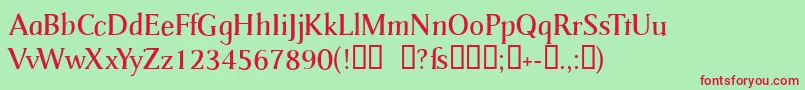 フォントCatherine – 赤い文字の緑の背景