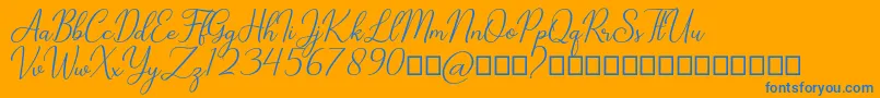 Cathylan-Schriftart – Blaue Schriften auf orangefarbenem Hintergrund