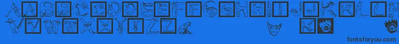 CatsAlphabet Font – Black Fonts on Blue Background