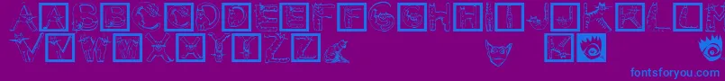 CatsAlphabet Font – Blue Fonts on Purple Background